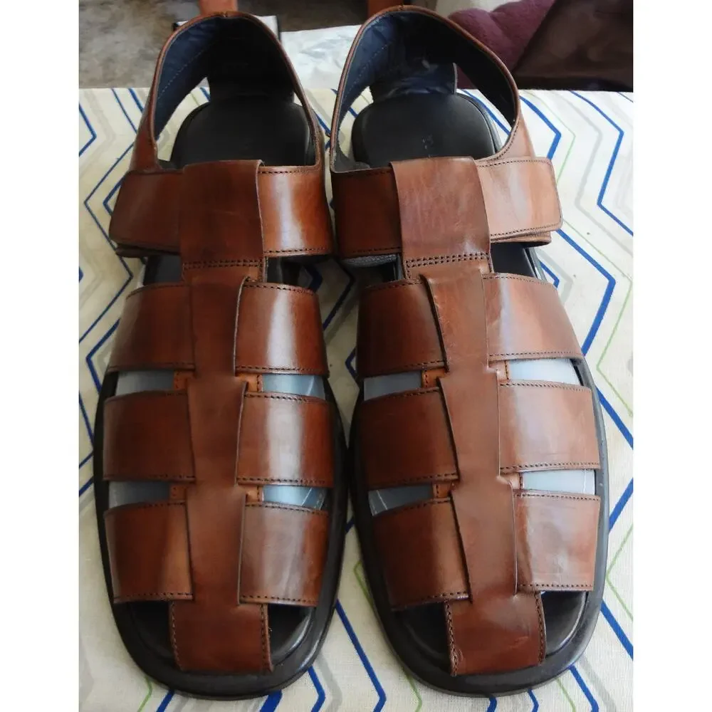 To Boot New York Adam Derrick Brown Leather Fisherman Sandal Closed Toe Men 13